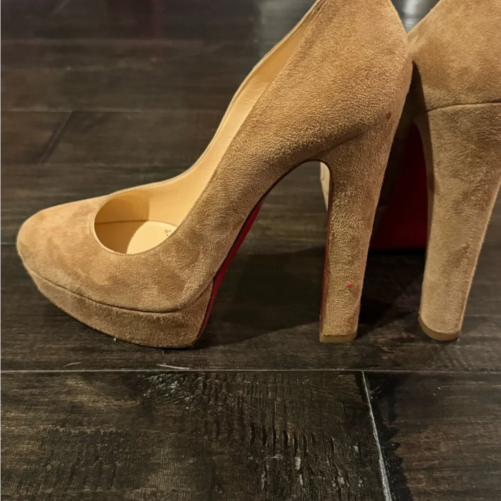 Christian Louboutin Brown Suede Heels - Picture 5 of 9